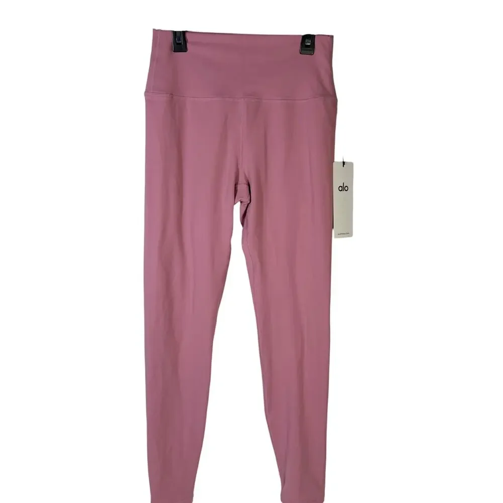 Alo Yoga 7/8 High-Waist Airbrush Leggings Pink Wild Rose Women's L NWT